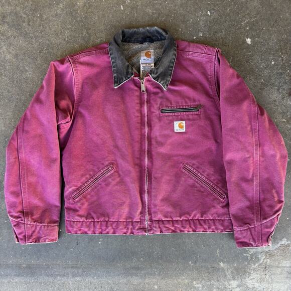 Carhartt Detroit Jacket WJ097 RBY Women’s Small Vintage Faded Worn Pink Grunge - Picture 1 of 10